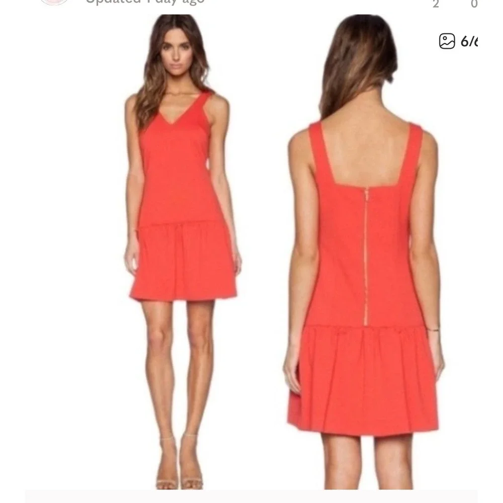 NWT Trina Turk Dress‎ Size 6 Red Coral Isis Sleeveless Drop Waist Mini